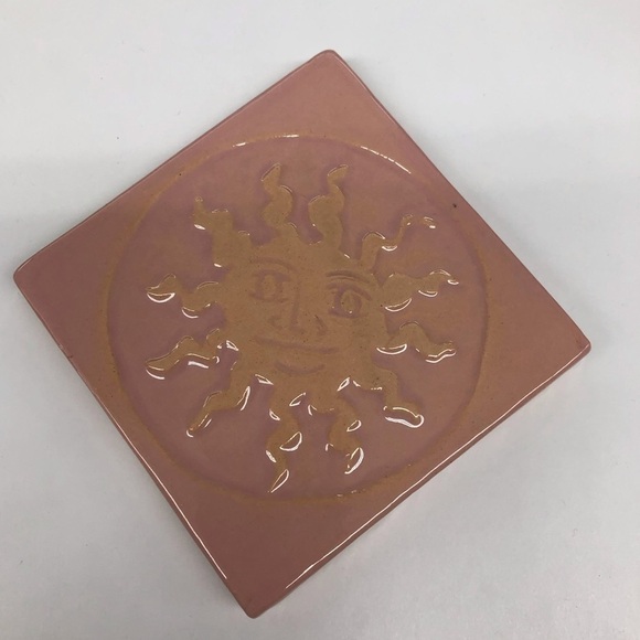 Handmade Ceramic Tile: Pink Sun - Picture 1 of 2